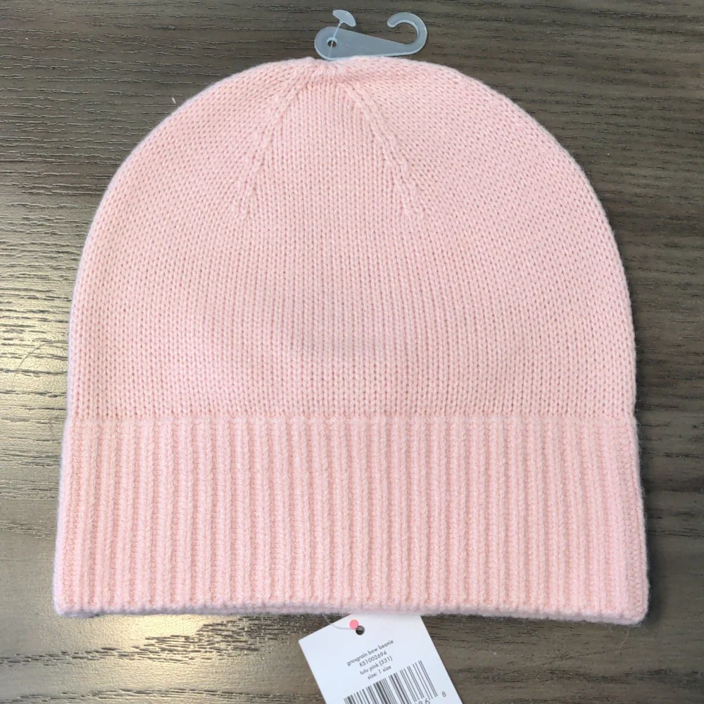 NEW Kate Spade Grosgrain Bow Knit Beanie in Tutu Pink